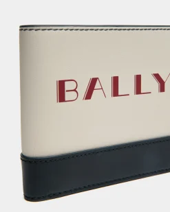 Summer Capsule Bifold In White And Navy Blue Leather