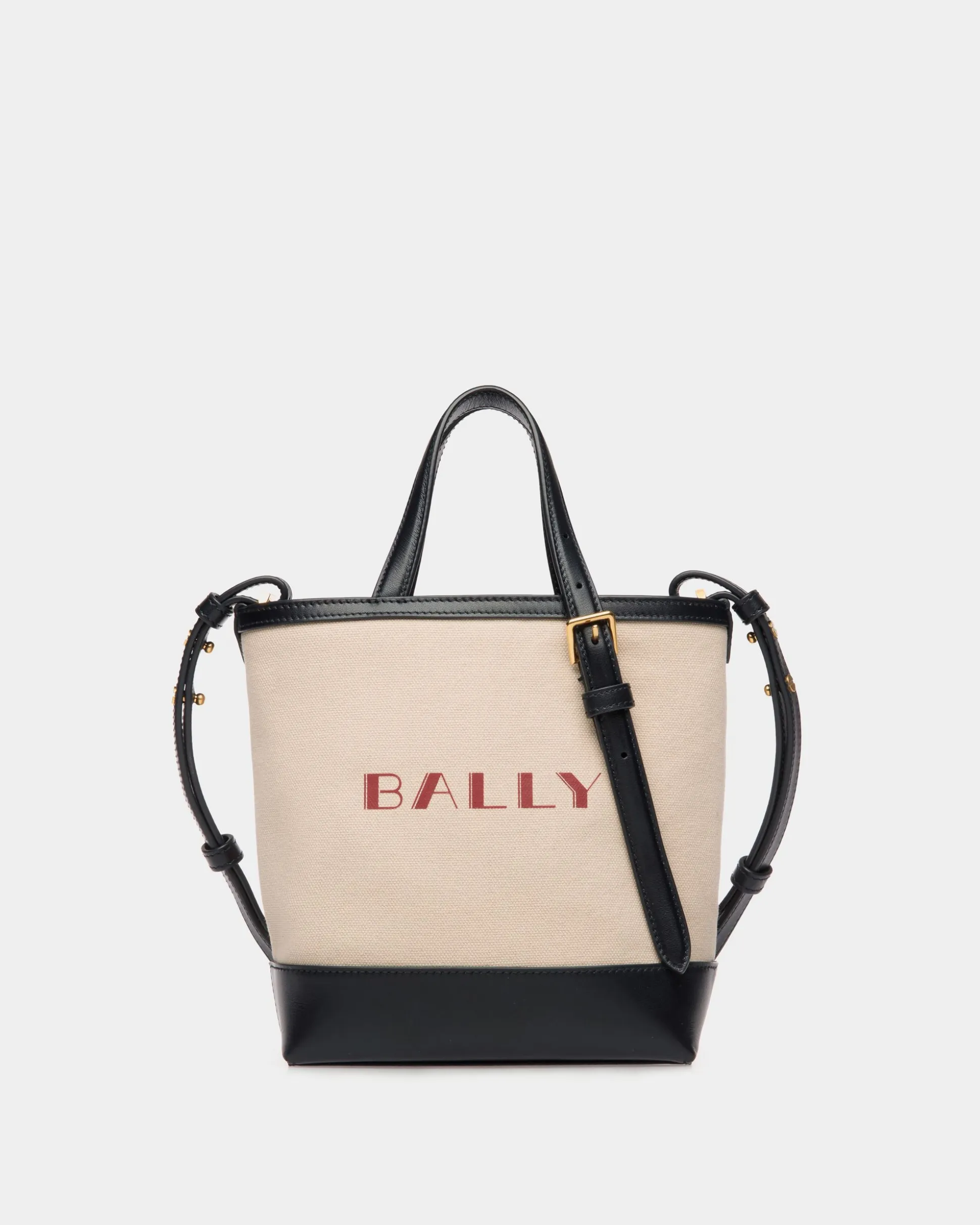 Summer Capsule Small Tote Bag In Natural And Navy Blue Canvas And Leather