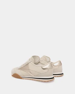 Sussex Sneaker In White And Gold Leather