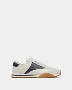 Sussex Sneaker In White And Navy Blue Leather