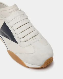 Sussex Sneaker In White And Navy Blue Leather