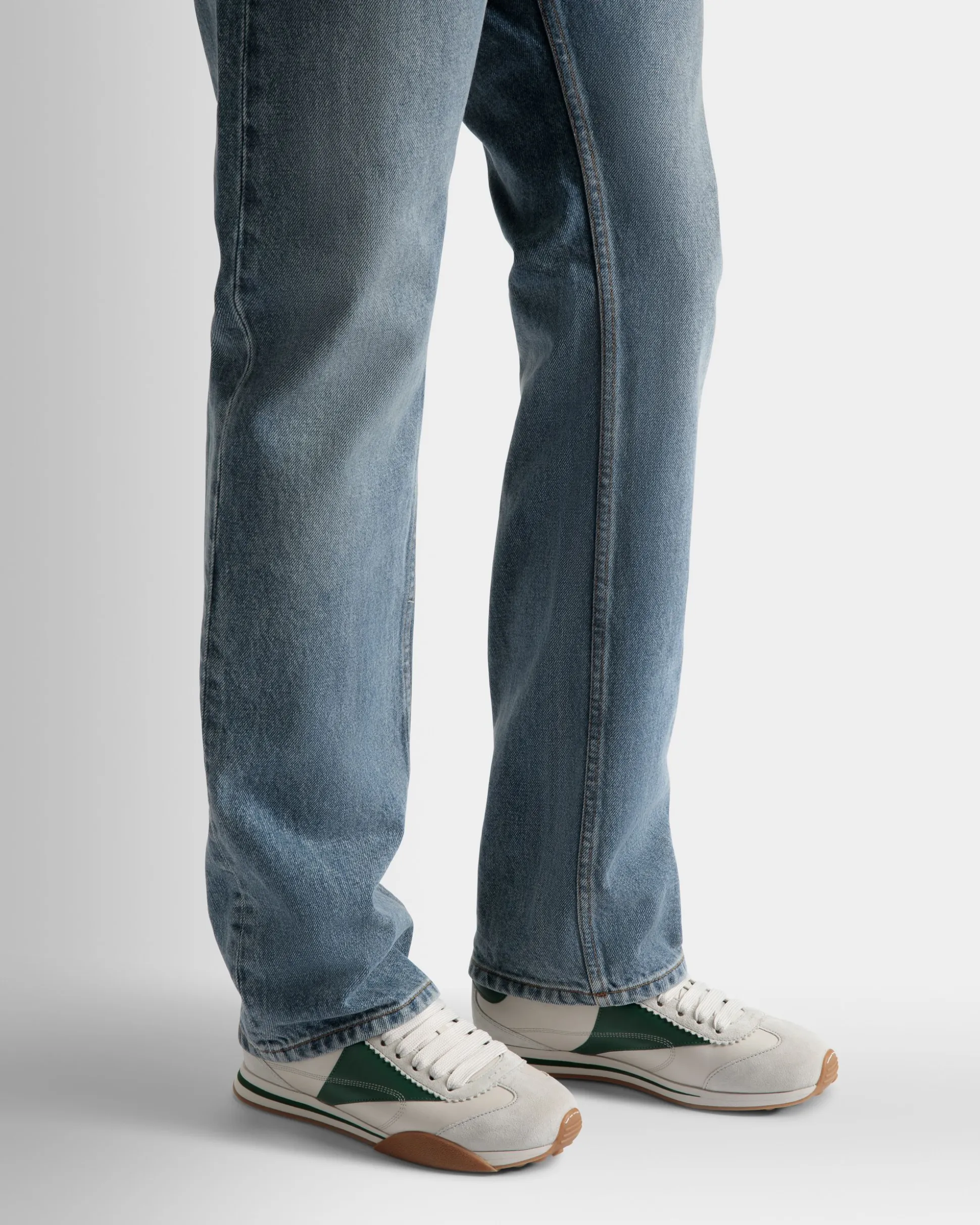 Sussex Sneakers In Dusty White And Kelly Green Leather