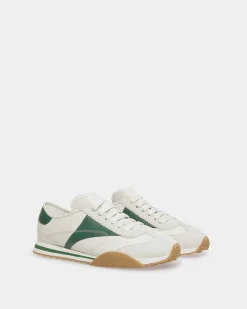 Sussex Sneakers In Dusty White And Kelly Green Leather