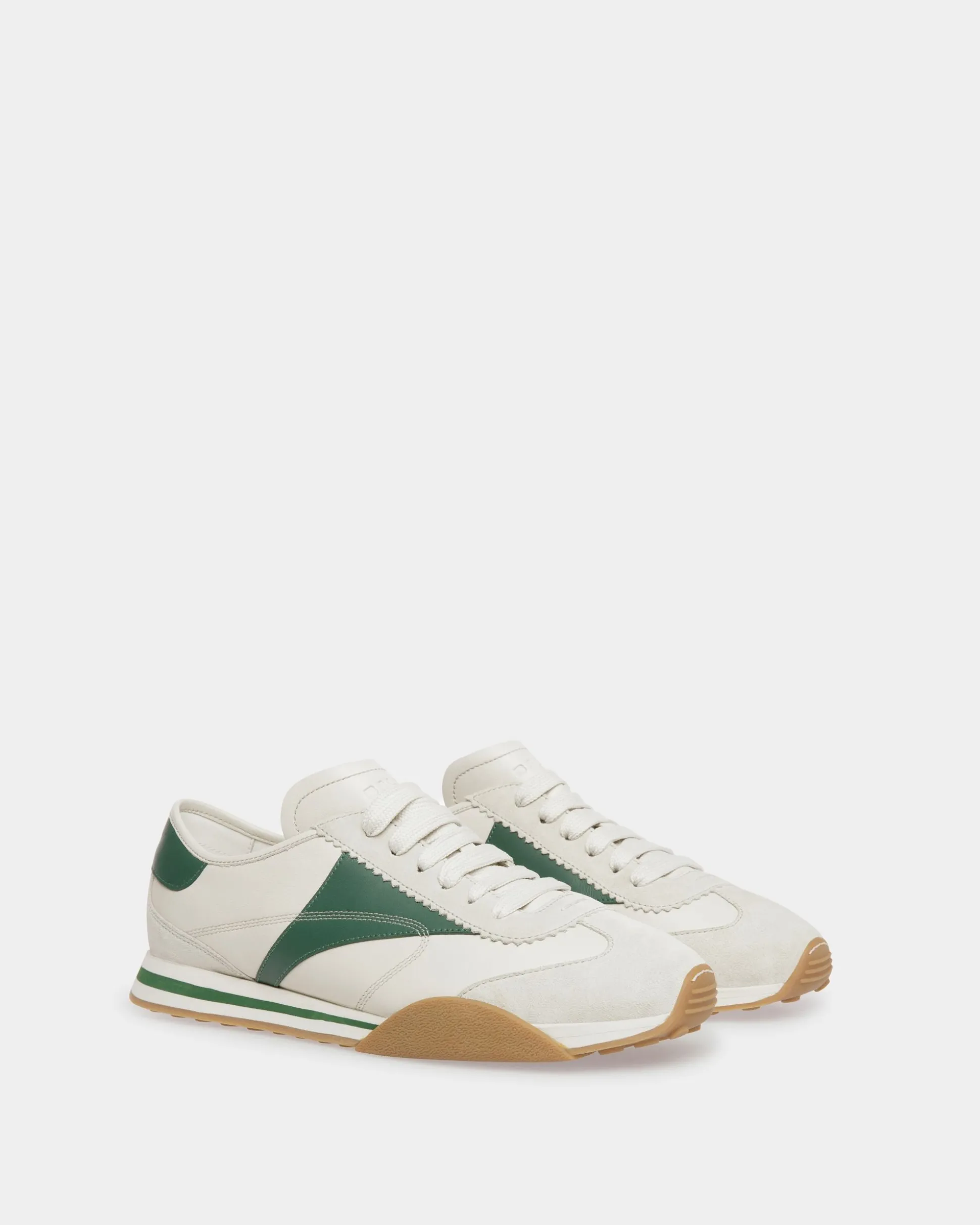 Sussex Sneakers In Dusty White And Kelly Green Leather