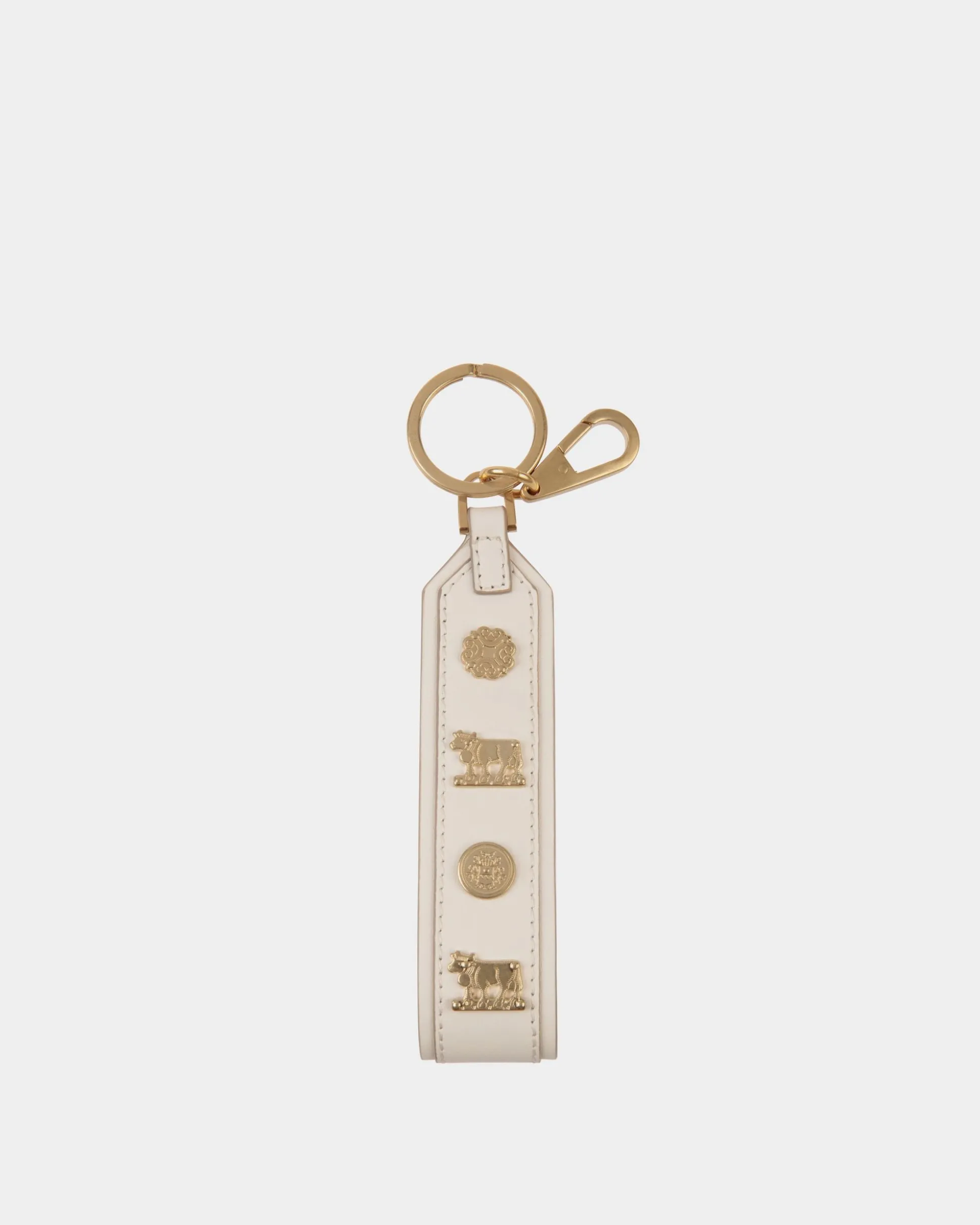 Swissness Keychain With Studs In White Leather