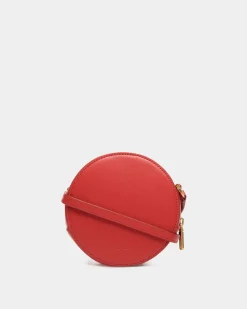 Swissness Round Minibag With Studs In Candy Red Leather