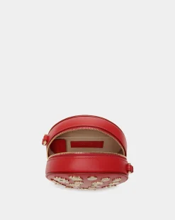 Swissness Round Minibag With Studs In Candy Red Leather