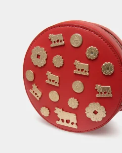 Swissness Round Minibag With Studs In Candy Red Leather