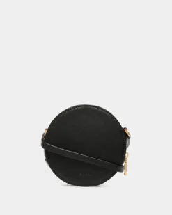 Swissness Round Minibag With Studs In Black Leather