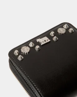 Swissness Wallet In Black Leather with Studs