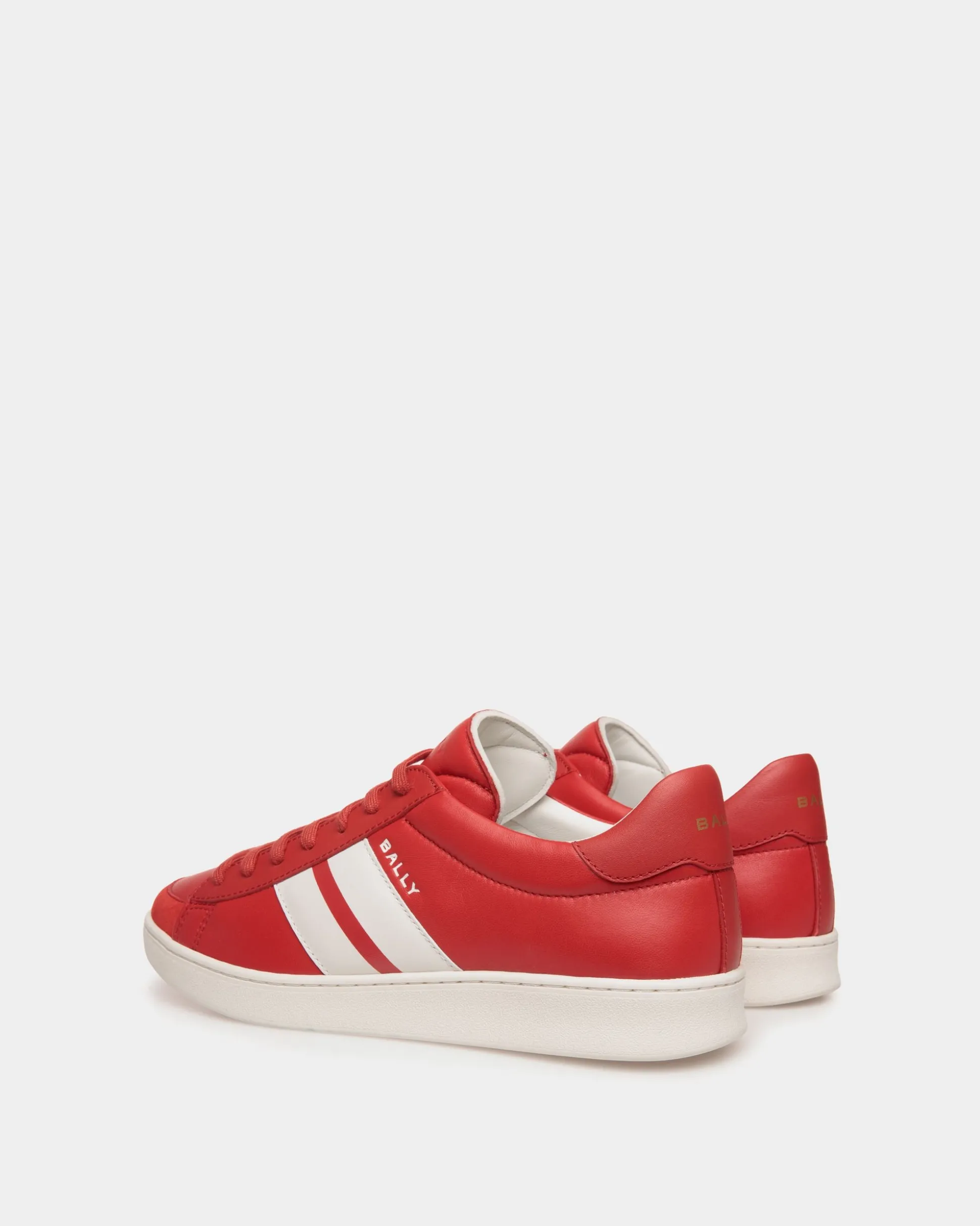 Tennis Sneaker In Candy Red And White Leather