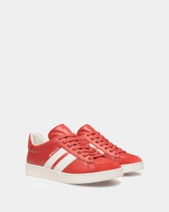 Tennis Sneaker In Candy Red And White Leather