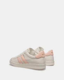 Tennis Sneaker in White and Baby Pink Leather