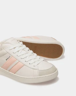 Tennis Sneaker in White and Baby Pink Leather