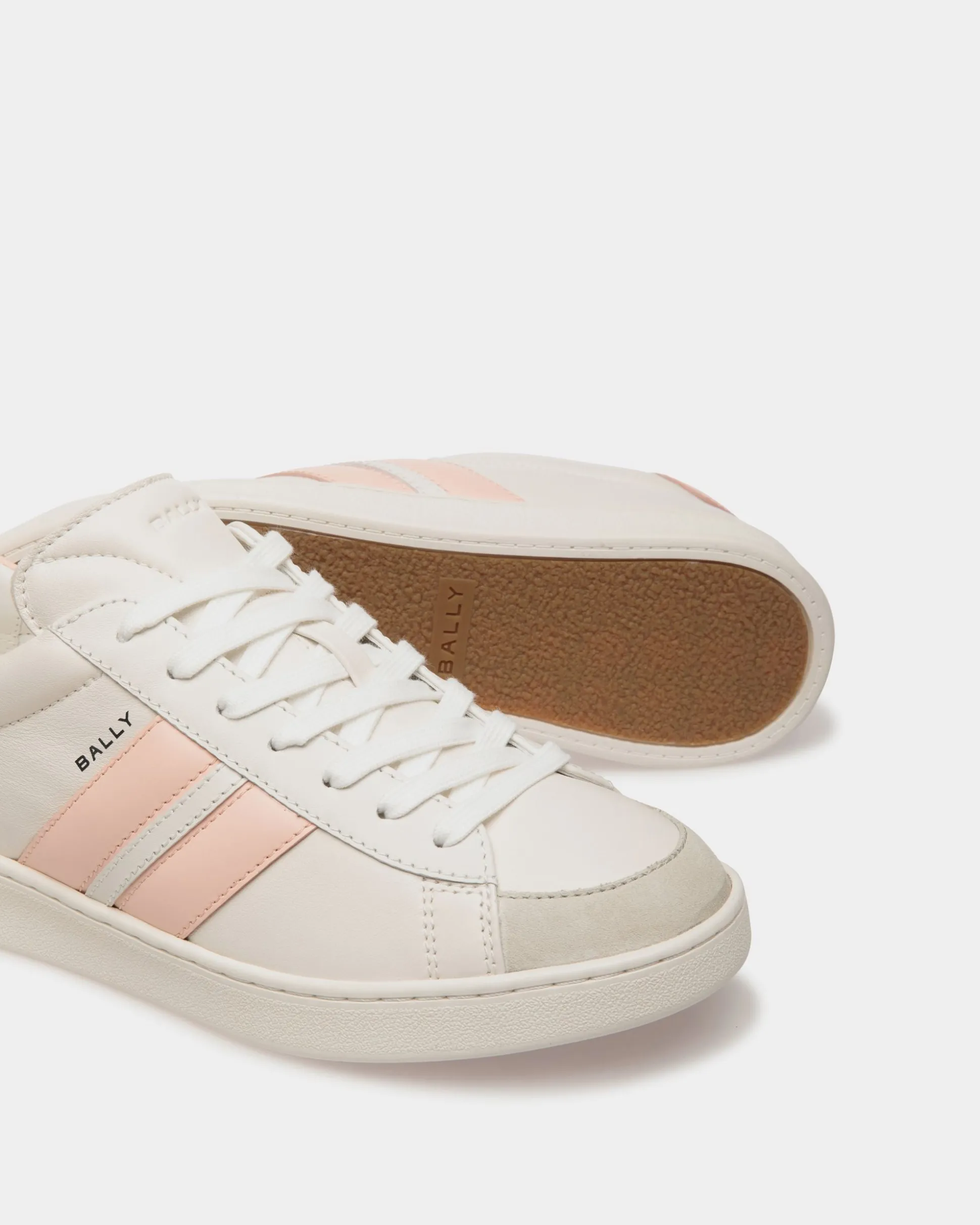 Tennis Sneaker in White and Baby Pink Leather