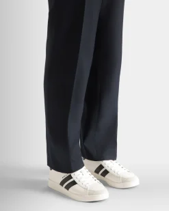 Tennis Sneaker in White and Black Leather