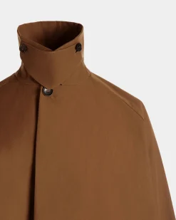 Trench Coat In Brown Nylon