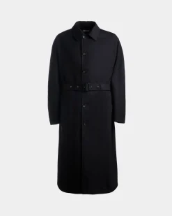 Trench Coat in Navy Blue Mix Cotton