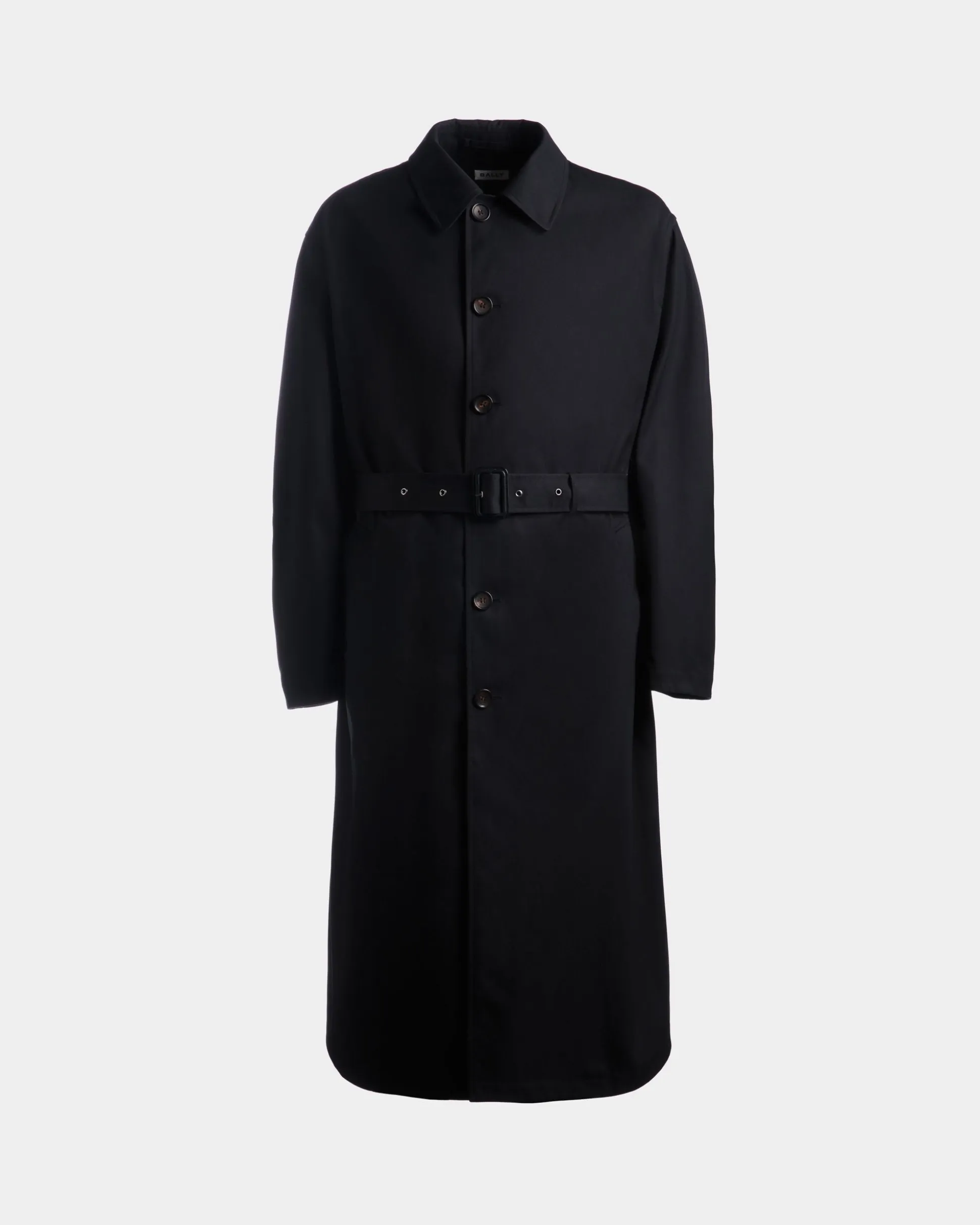 Trench Coat in Navy Blue Mix Cotton