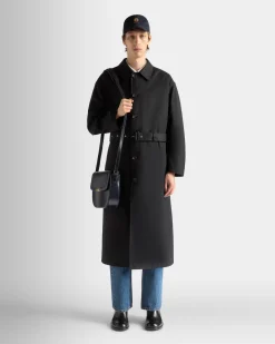 Trench Coat in Navy Blue Mix Cotton