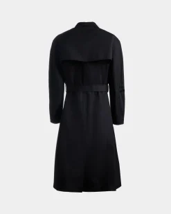 Trench Coat in Navy Blue Mix Cotton