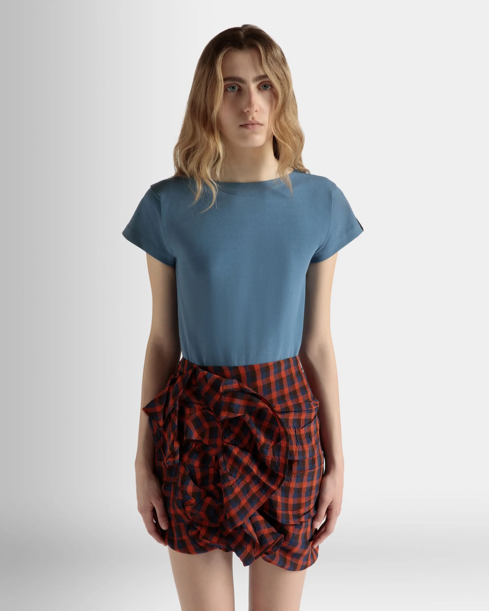 T-Shirt in Light Blue Cotton
