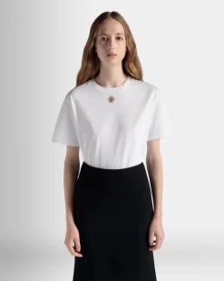 T-Shirt With Bally Crest Logo In White Cotton