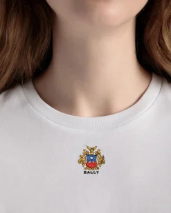 T-Shirt With Bally Crest Logo In White Cotton