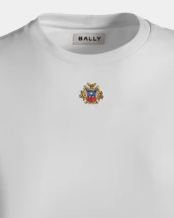 T-Shirt With Bally Crest Logo In White Cotton