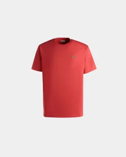 T-Shirt With Bally Crest Logo In Red Cotton