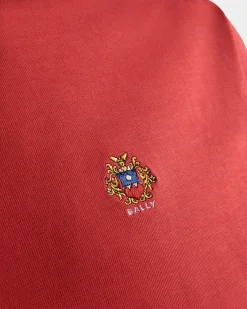 T-Shirt With Bally Crest Logo In Red Cotton