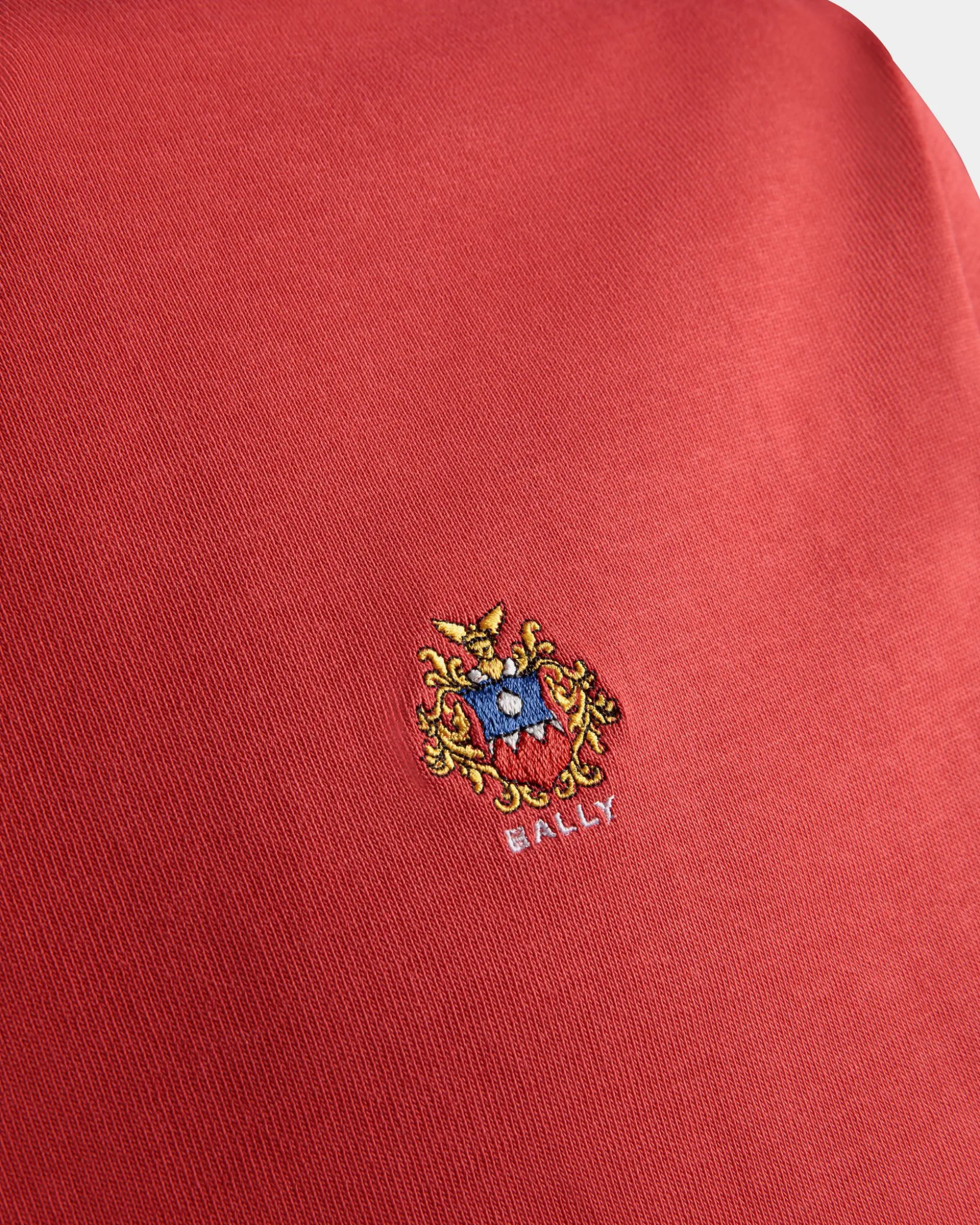 T-Shirt With Bally Crest Logo In Red Cotton