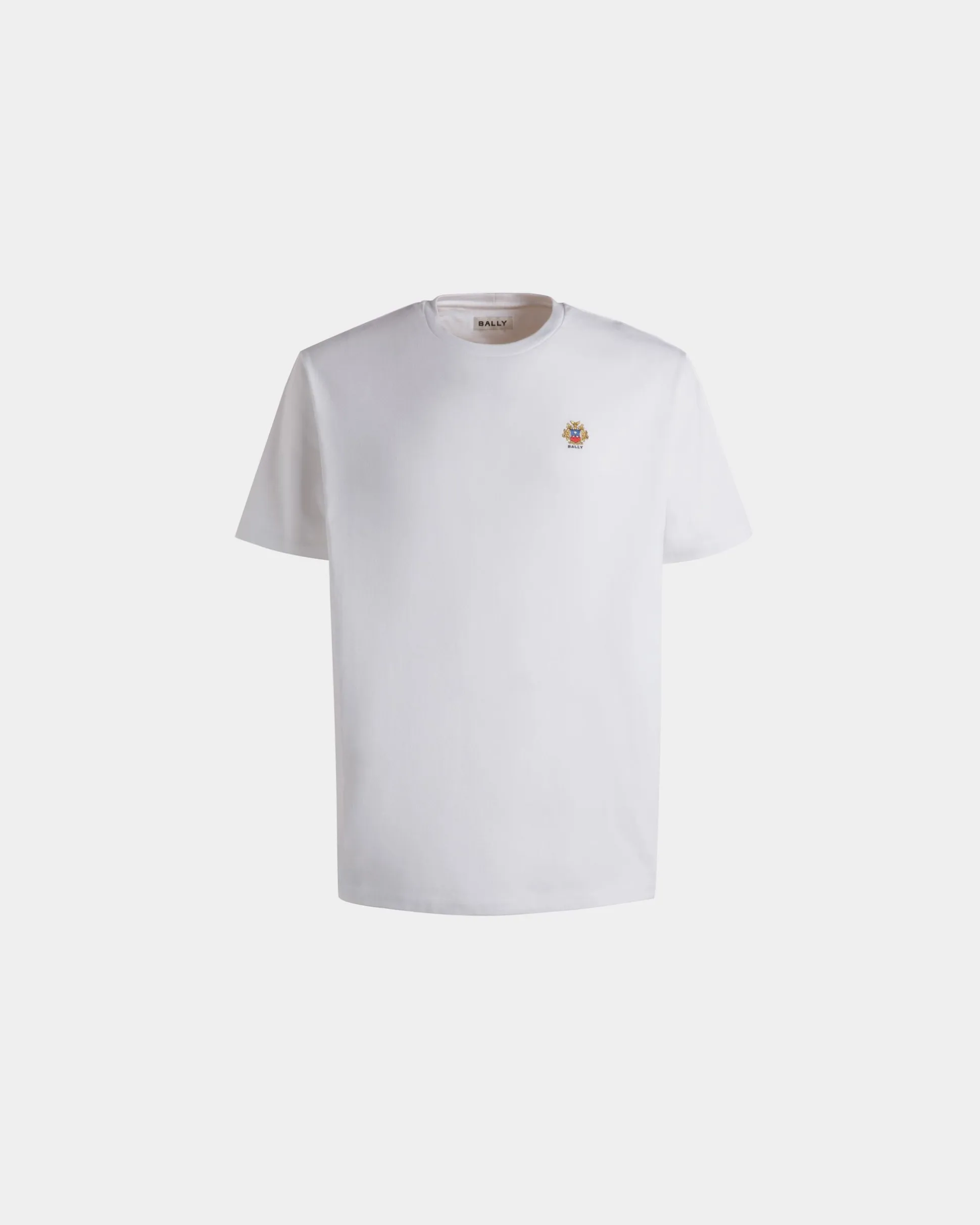T-Shirt With Bally Crest Logo In White Cotton