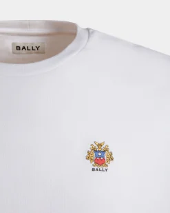 T-Shirt With Bally Crest Logo In White Cotton
