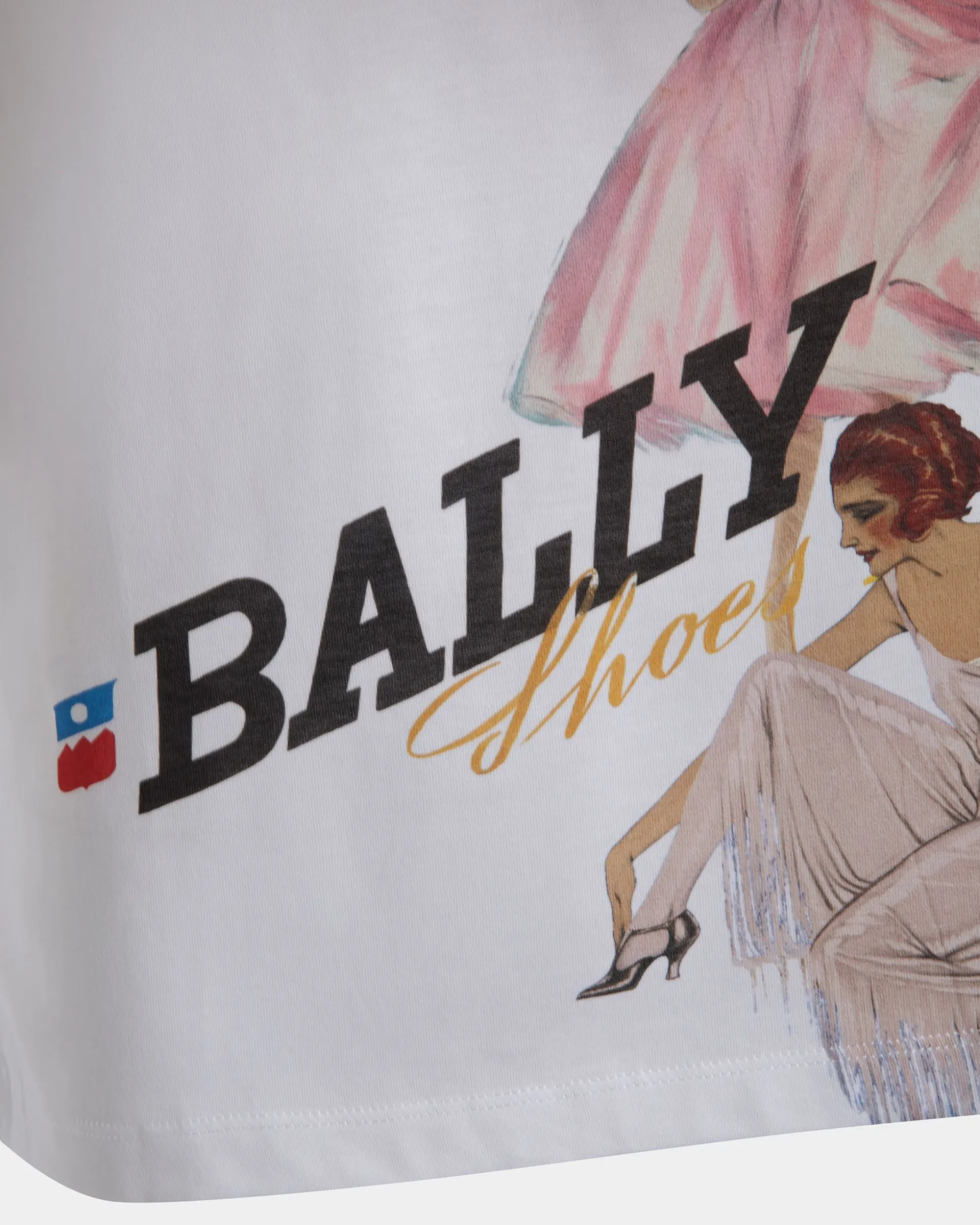 T-Shirt With Bally Ladies Print In White Cotton