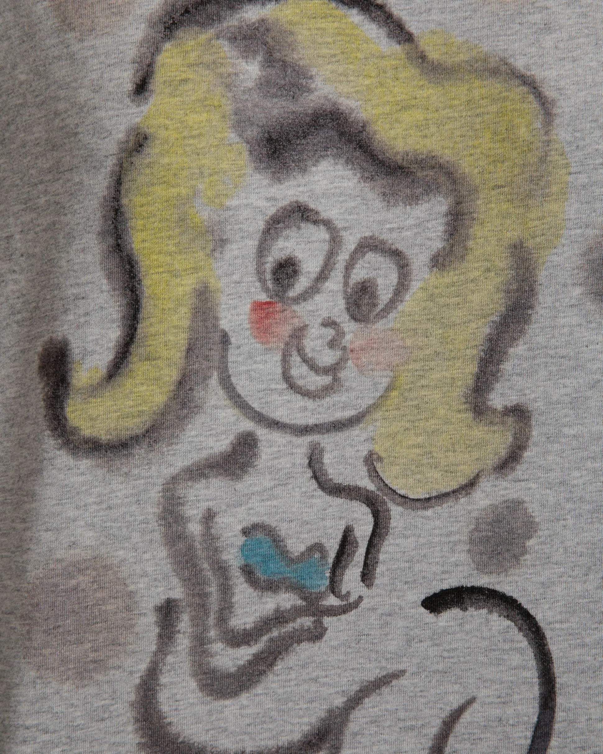 T-Shirt With Mermaid Print In Grey Melange Cotton