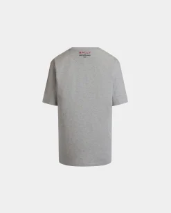 T-Shirt With Mermaid Print In Grey Melange Cotton