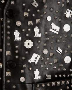 Vest In Black Leather with Studs