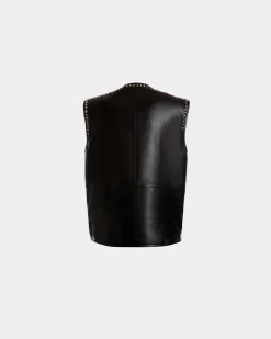 Vest In Black Leather with Studs