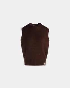 Vest In Brown Mohair And Silk