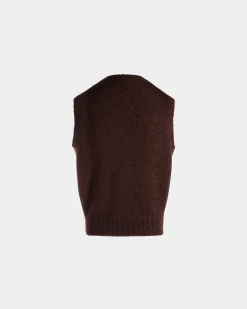 Vest In Brown Mohair And Silk