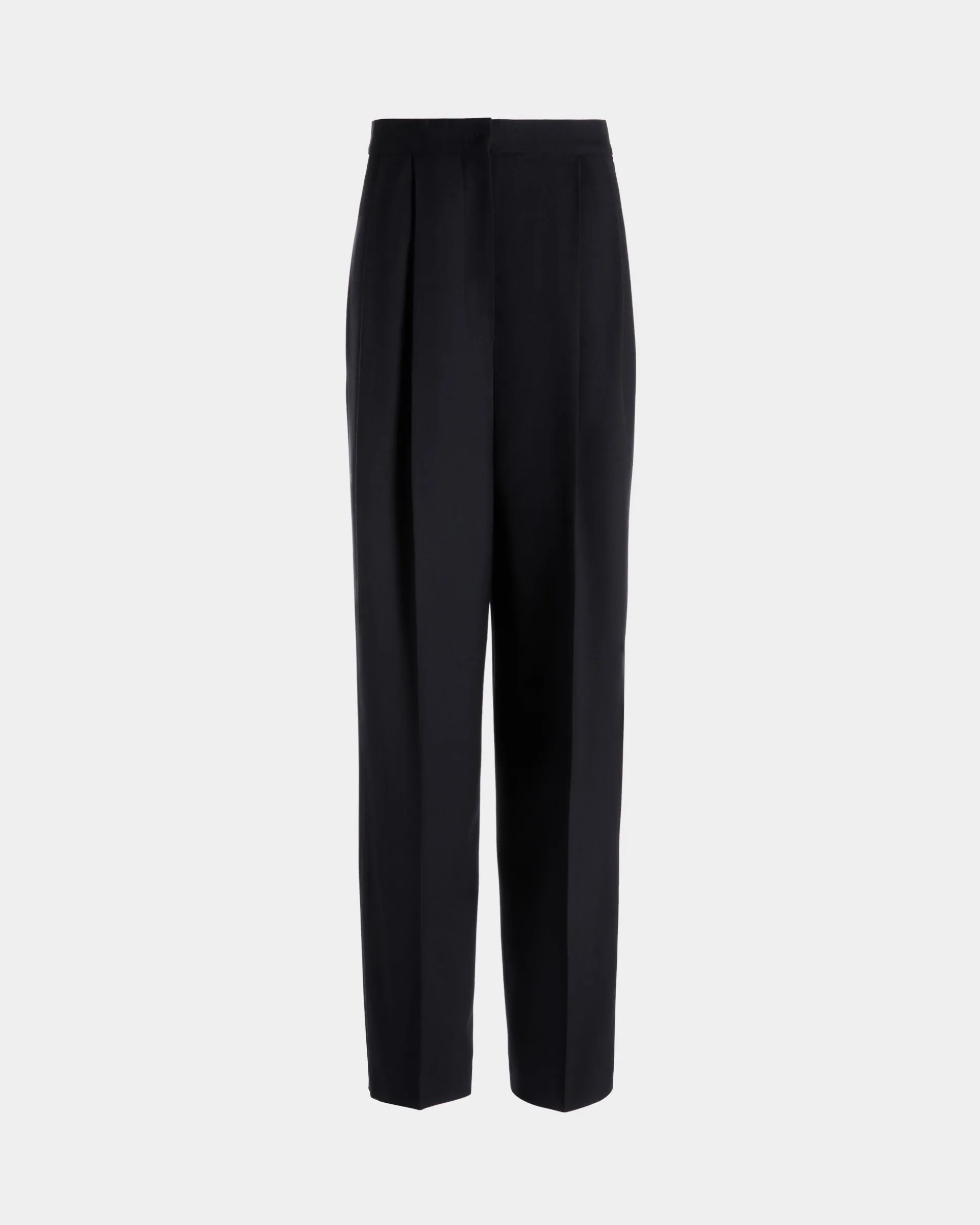 Wide-Leg Pants In Navy Blue Wool Blend