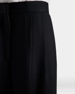 Wide-Leg Pants In Navy Blue Wool Blend