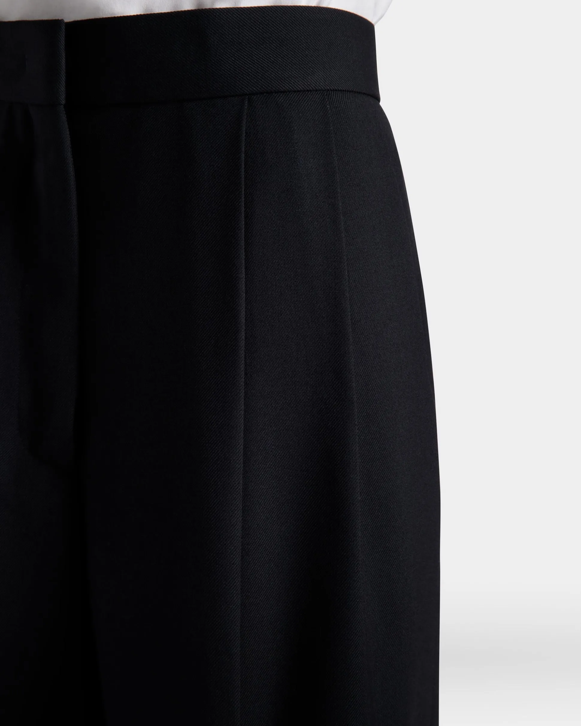 Wide-Leg Pants In Navy Blue Wool Blend