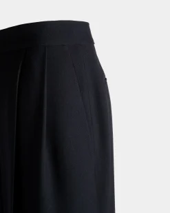 Wide-Leg Pants In Navy Blue Wool Blend
