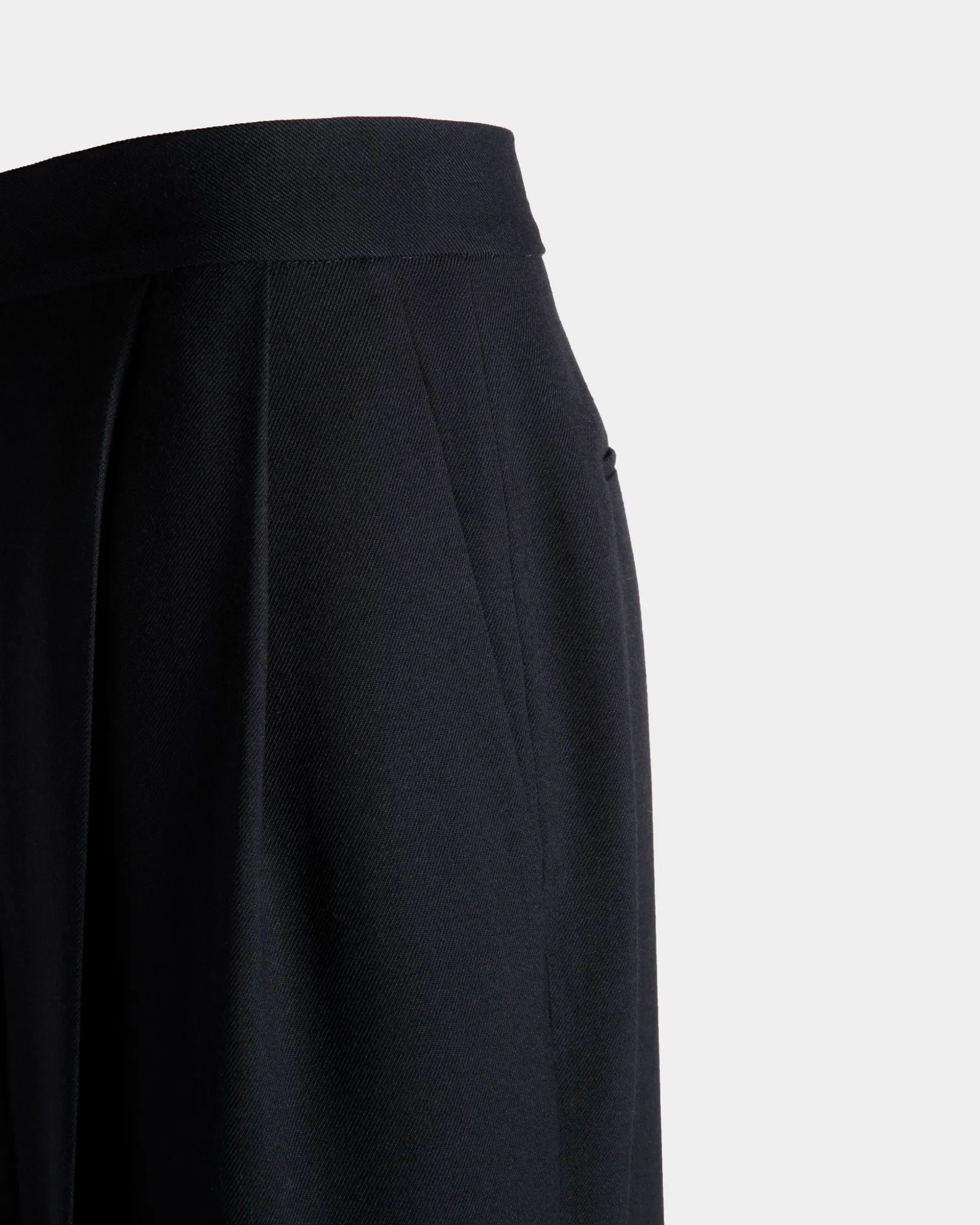 Wide-Leg Pants In Navy Blue Wool Blend