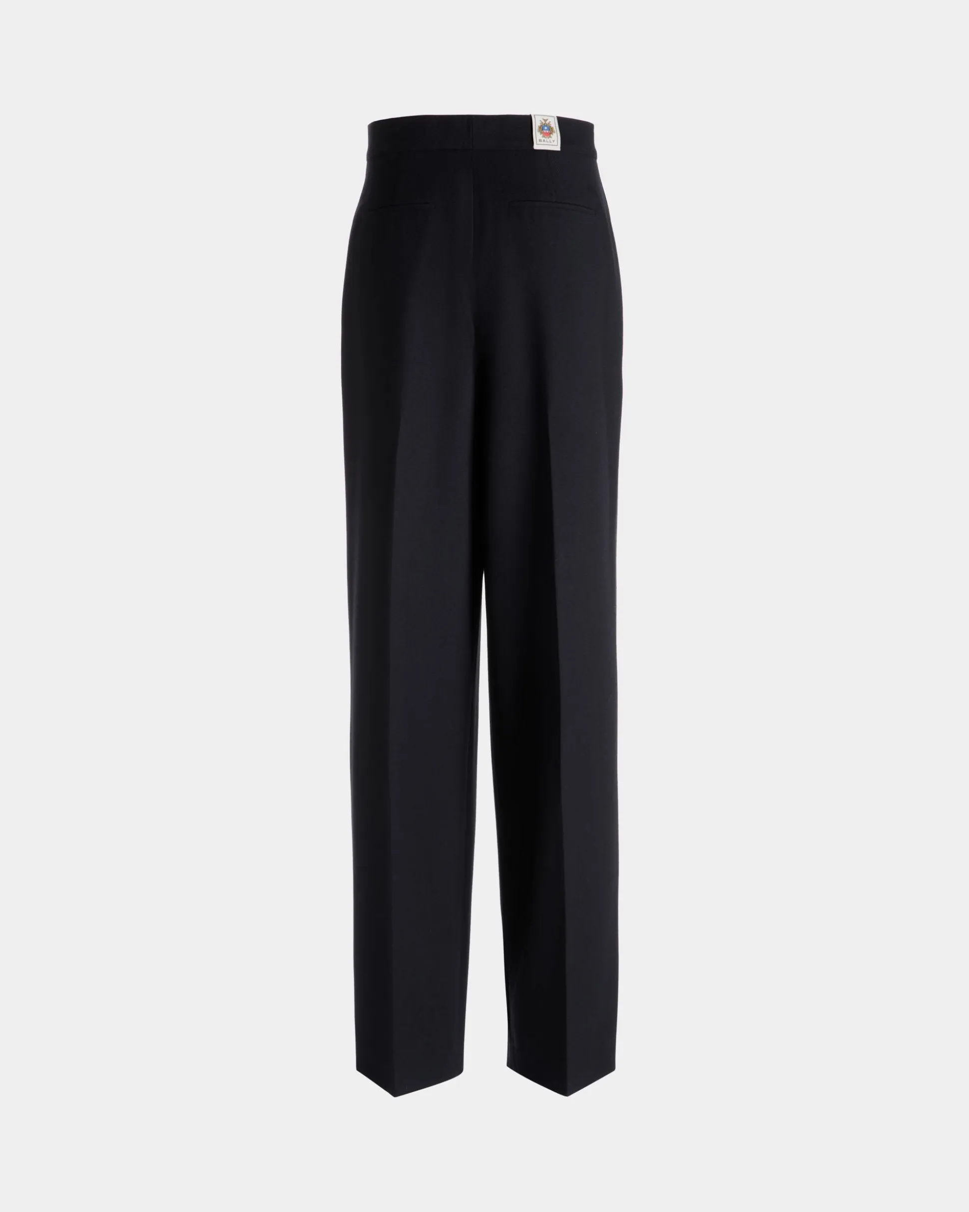 Wide-Leg Pants In Navy Blue Wool Blend